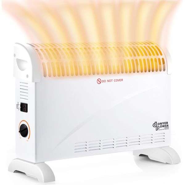 DONYER POWER Convector Radiator Heater with Adjustable Thermostat Free Standing in White 2000W