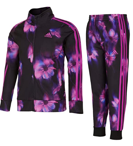 adidas adidas Girls Front Zip Classic Tricot Jacket and Jogger Pants